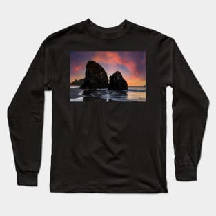 Sunset over coastal rocks Long Sleeve T-Shirt
